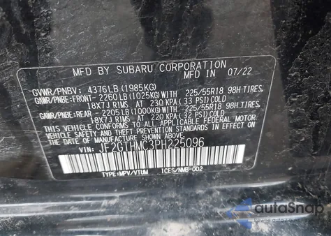 2023 Subaru Crosstrek Limited из США, поврежденный, VIN JF2GTHMC3PH225096